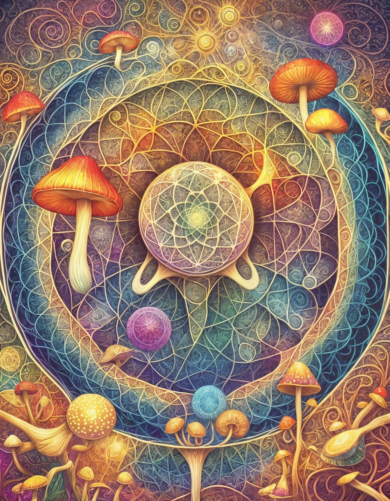Psychedelic Mushrooms Inducing Sacred Geometry Visuals