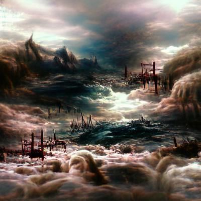 Dramatic Sea of Sorrows Digital Matte Painting
