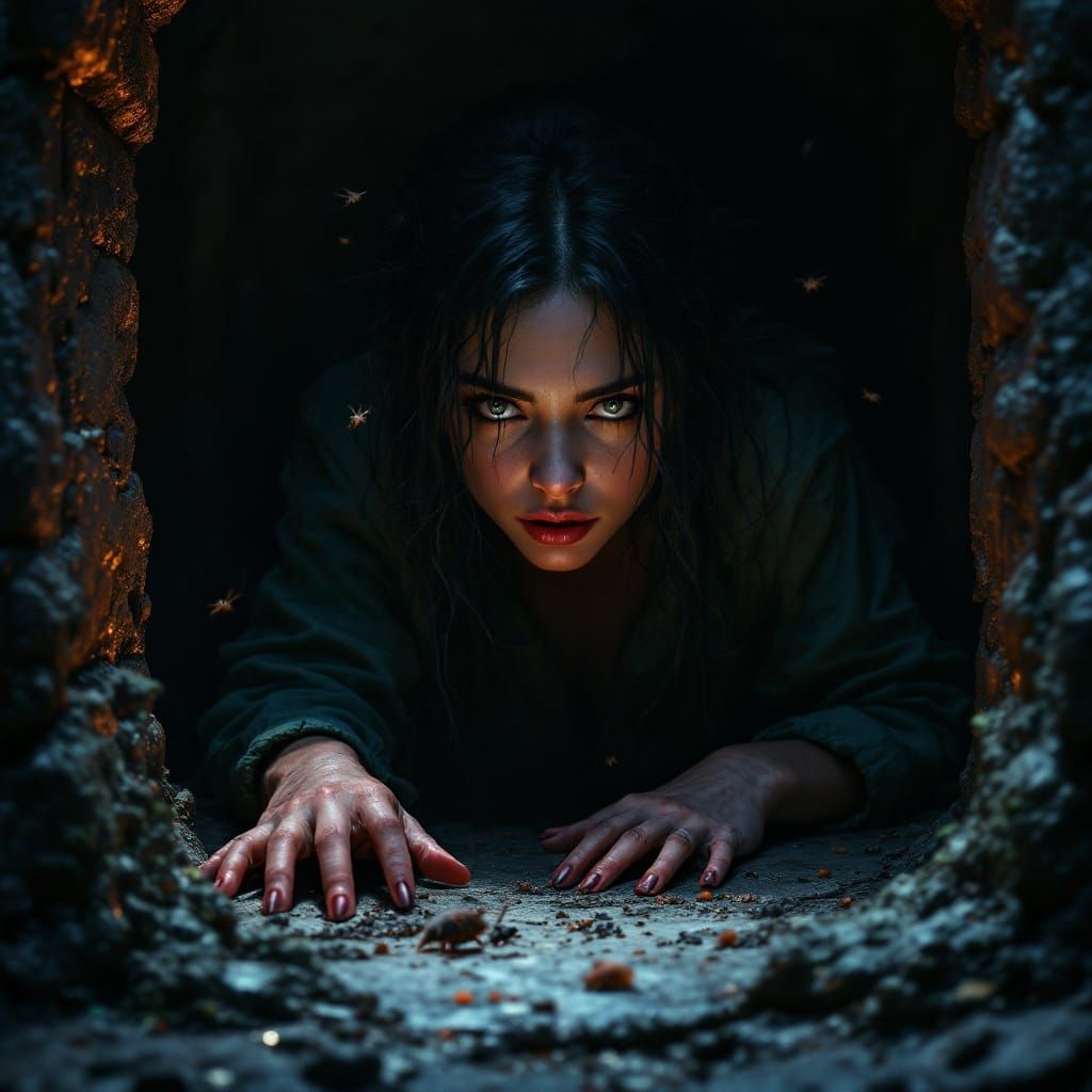 Ethereal Captive in a Dark Fantasy Realm