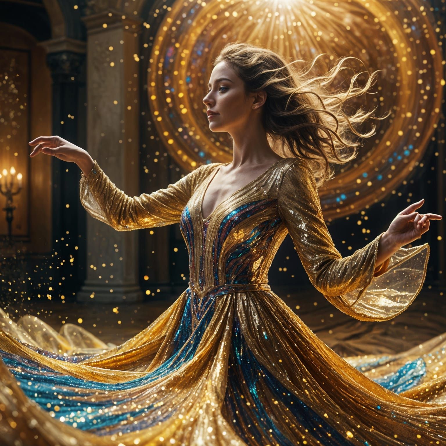 Shimmering Ballerina in a Sequin Gown