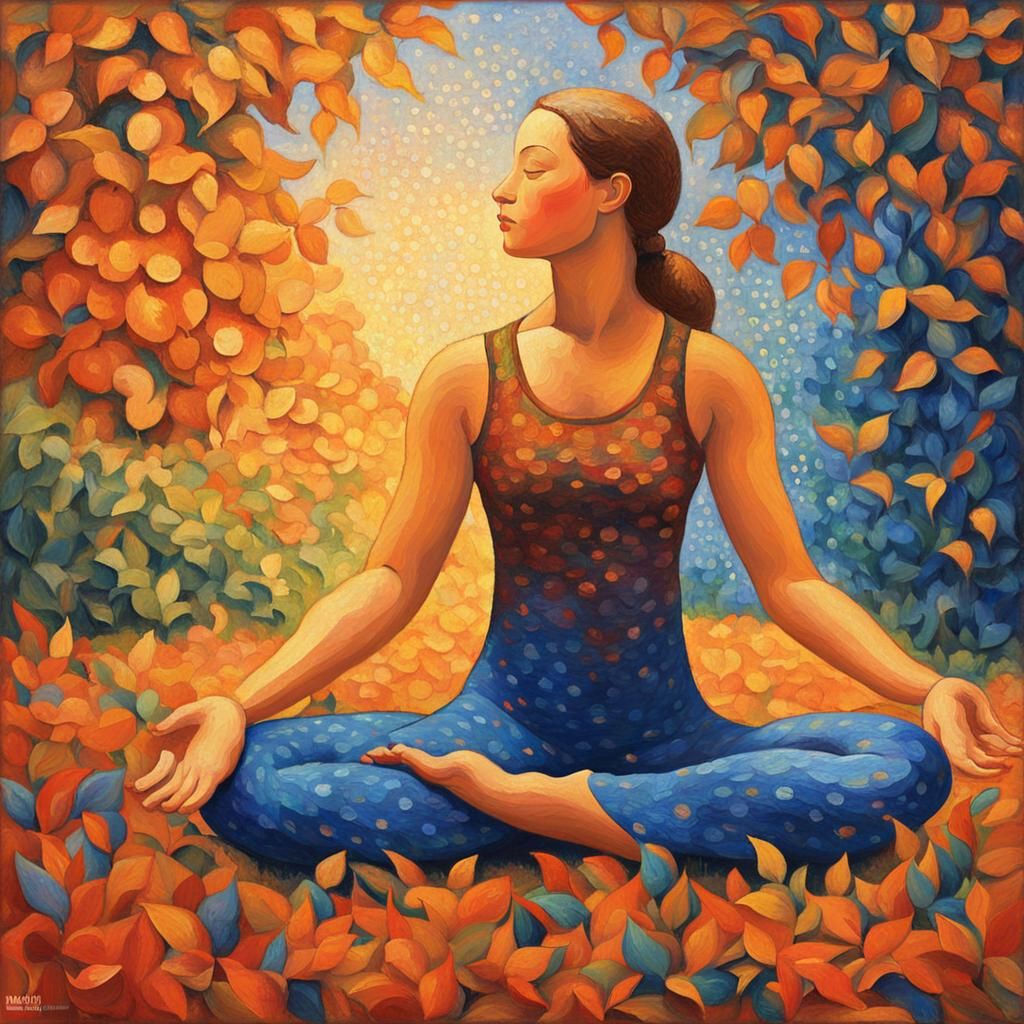 Serene Yoga in Garden, Neo-Impressionist Style
