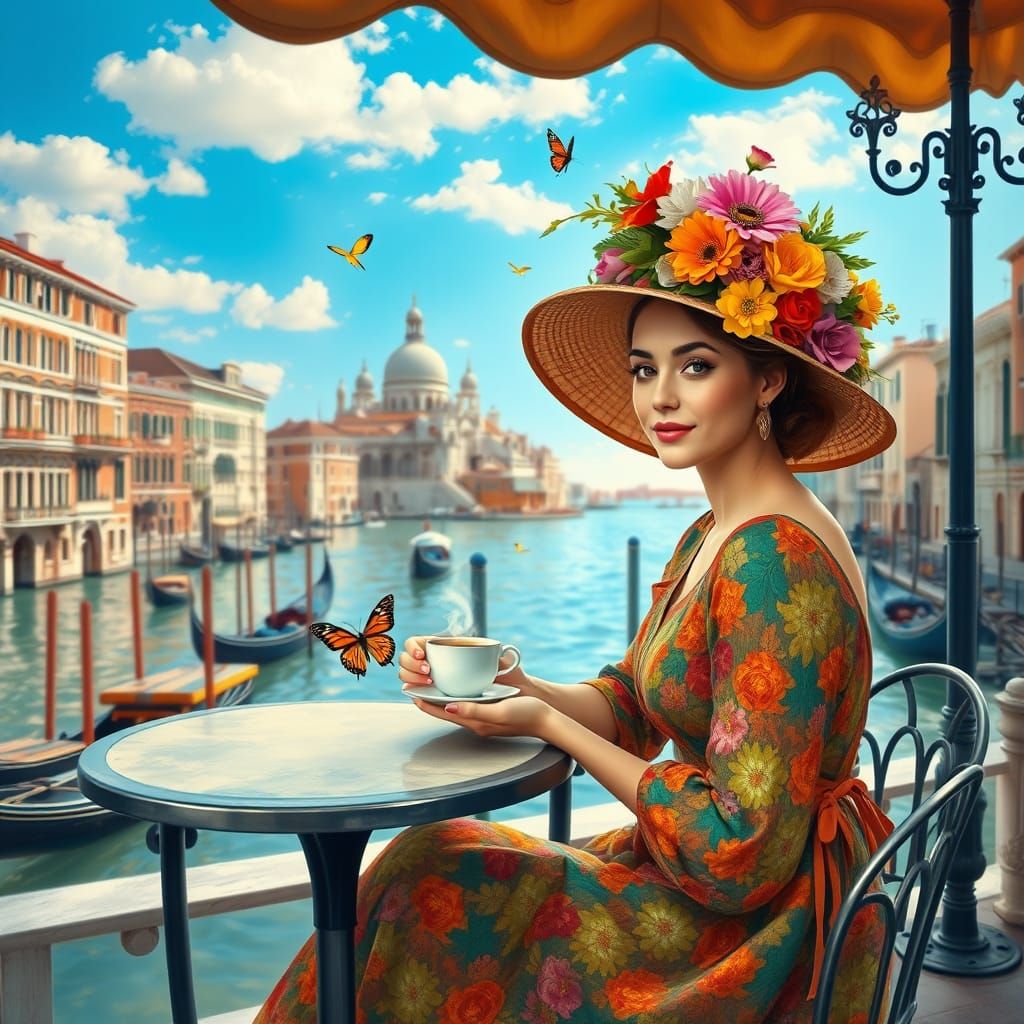 Romantic Impressionistic Scene by a Venetian Canal