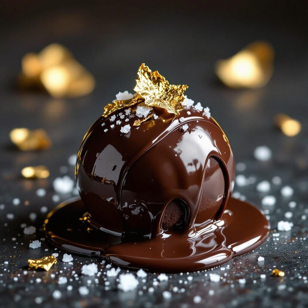Melting Chocolate Truffle in Hyperrealistic Still Life