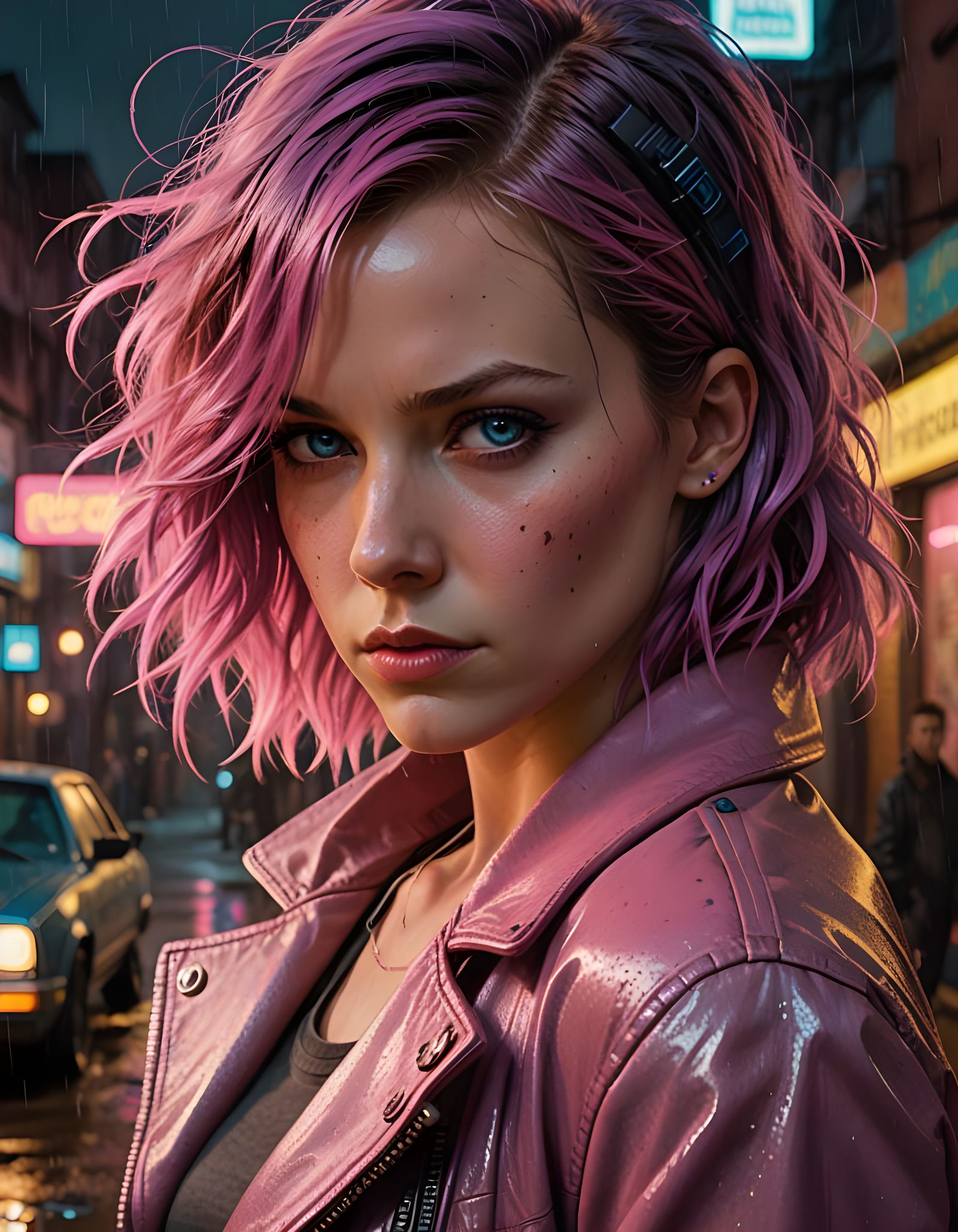 Neo-Noir Goddess in Cyberpunk Alleyway