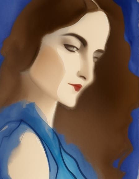 water color, loose sinuous brush strokes, loose sinuous outl...