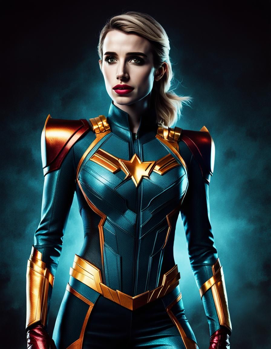 Emma Roberts as Saturn Girl in Metallic Superhero Suit
