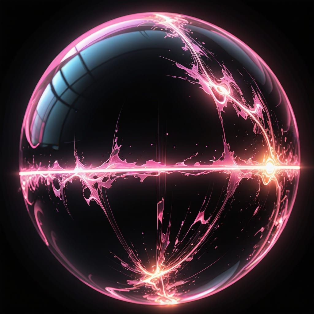 Vibrant Pink Energy Orb in Neon Sci-Fi Style