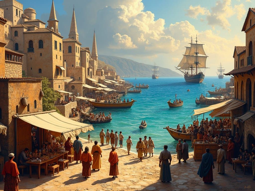 Eclectic Port Town of Selaron: Impressionist Seascape