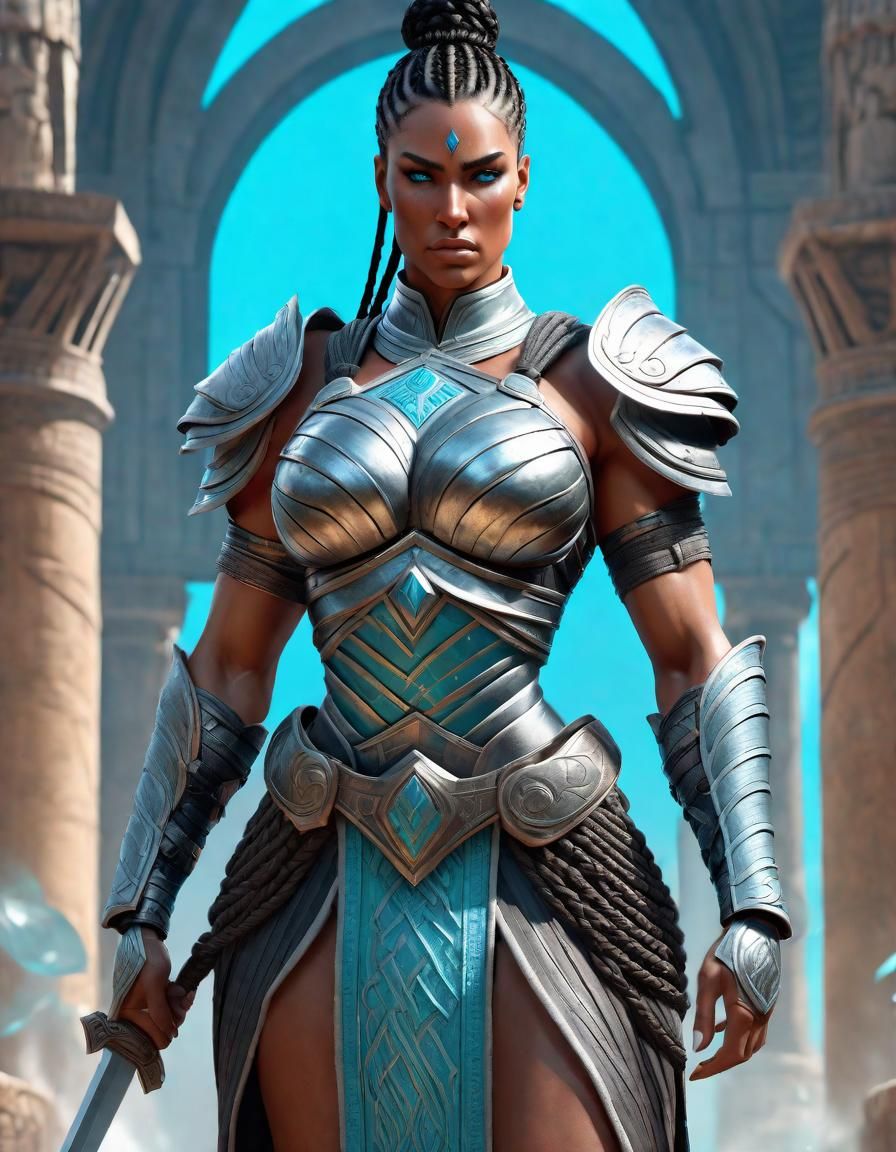 Fantasy Goddess of Protection in Steel Armor