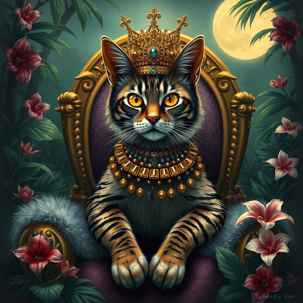 Regal Cat Monarch in Mystical Jungle