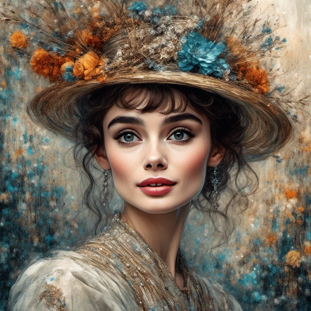 Audrey Hepburn in Gustav Klimt Style