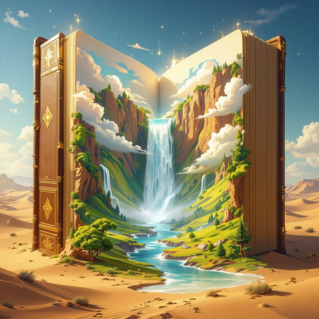 Giant Book Opens to Reveal a Magical Landscape