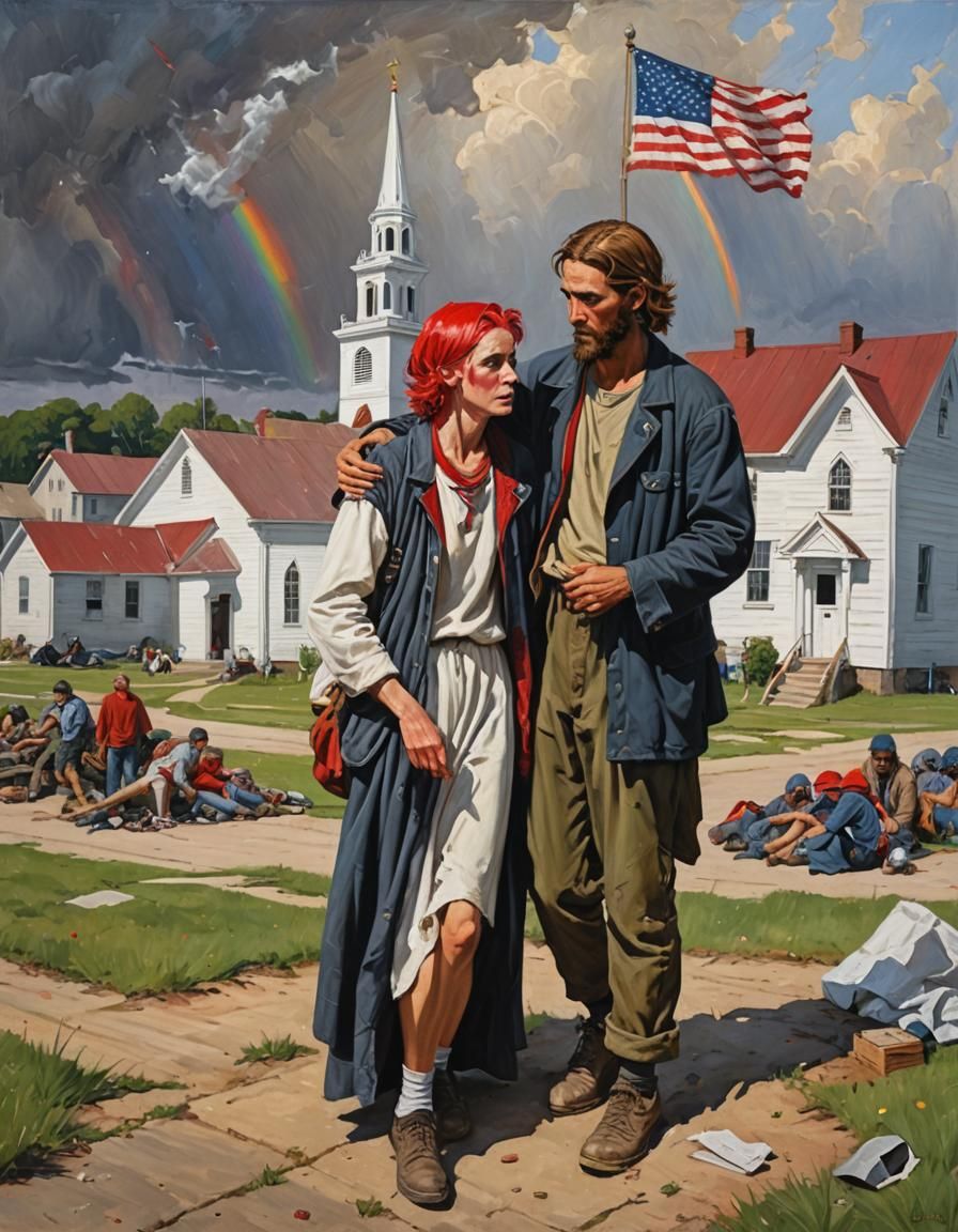 Homeless Jesus Comforts Teenager: Oil Painting