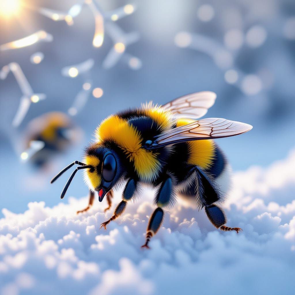 Bumblebee Hibernating in Winter: 3D Digital Art