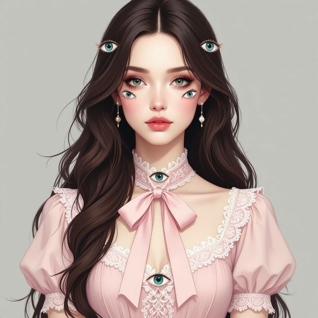 Woman with Many Eyes in Mystical Ethereal Style