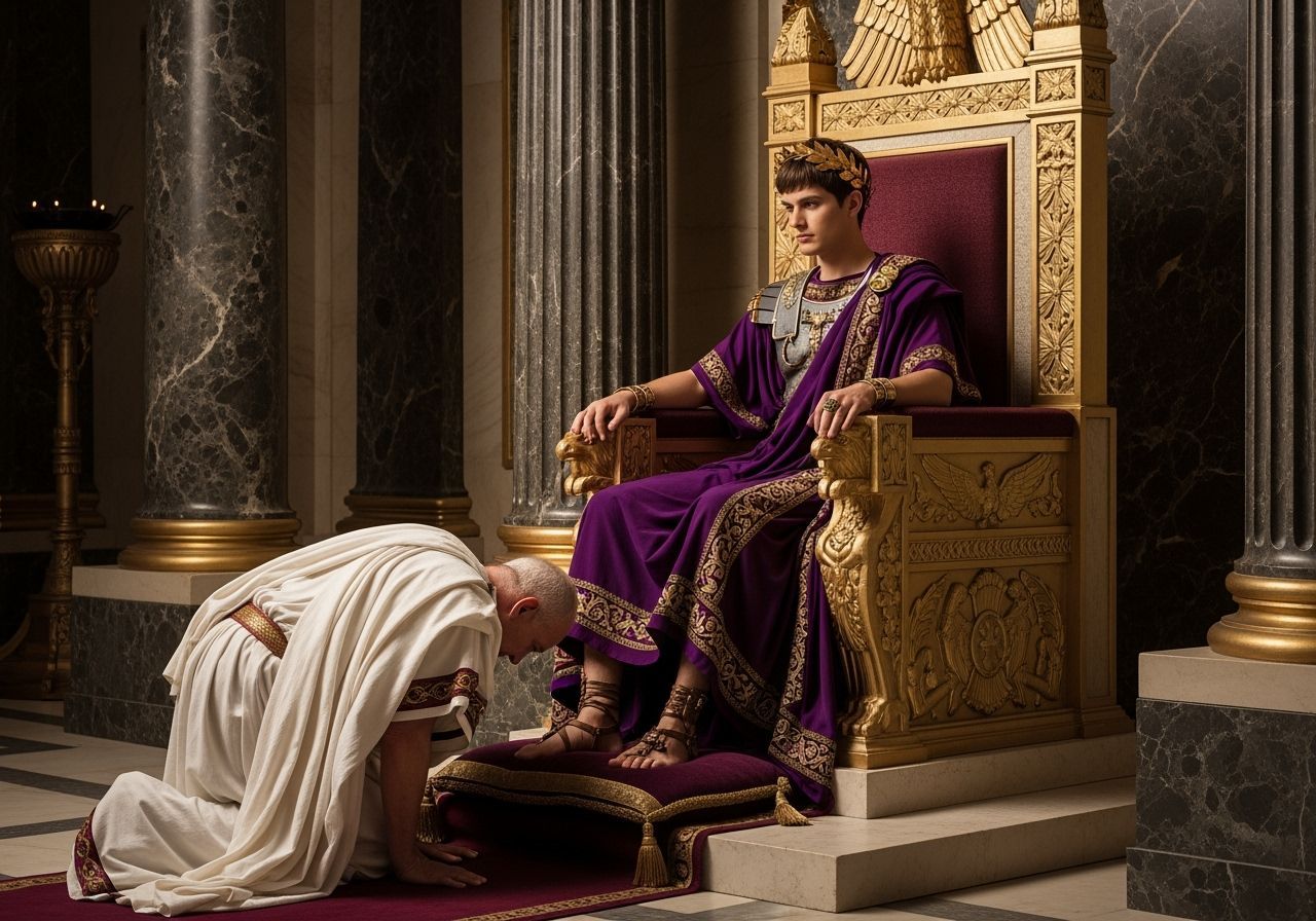 Emperor Nero on Gold Throne, Roman Senate