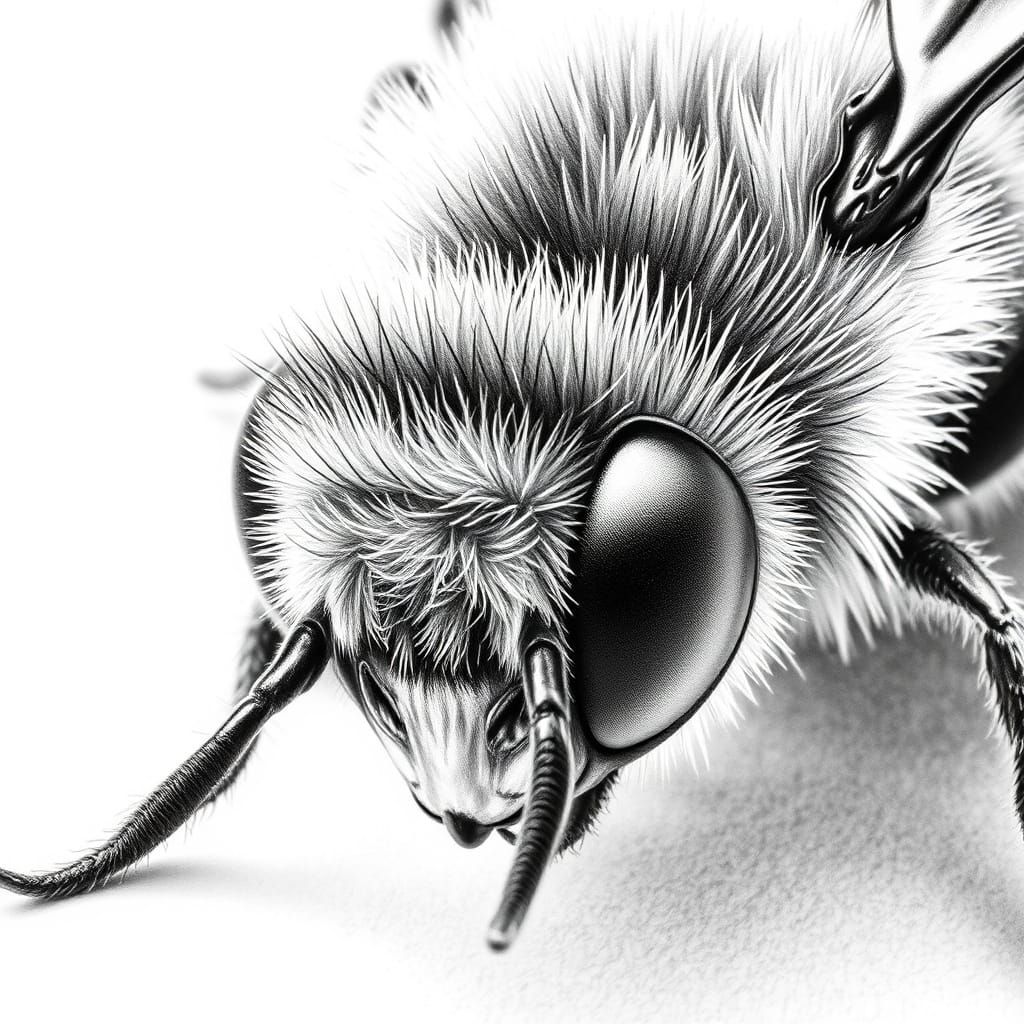Surreal Pencil Drawing of a Bee