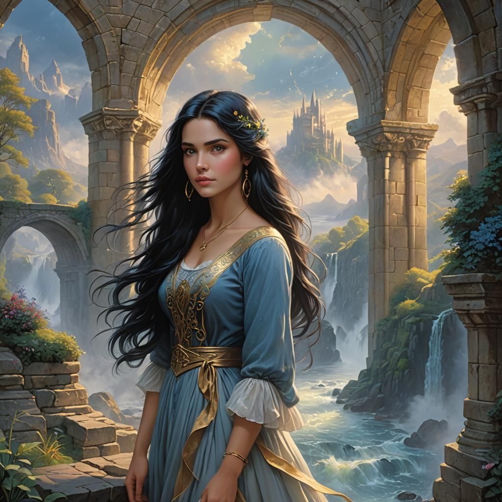 Ethereal Fantasy Book Cover with Girl and River