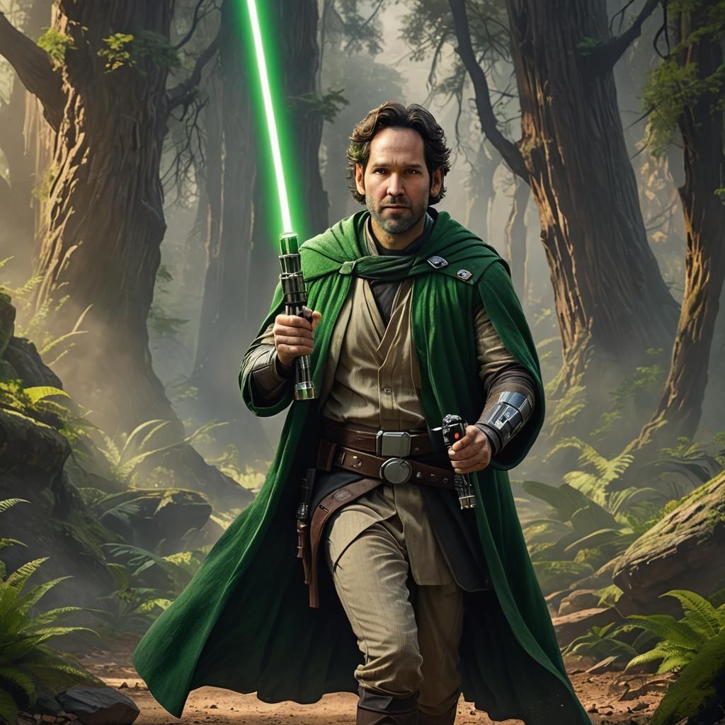 Paul Rudd as Jedi Knight with Lightsaber