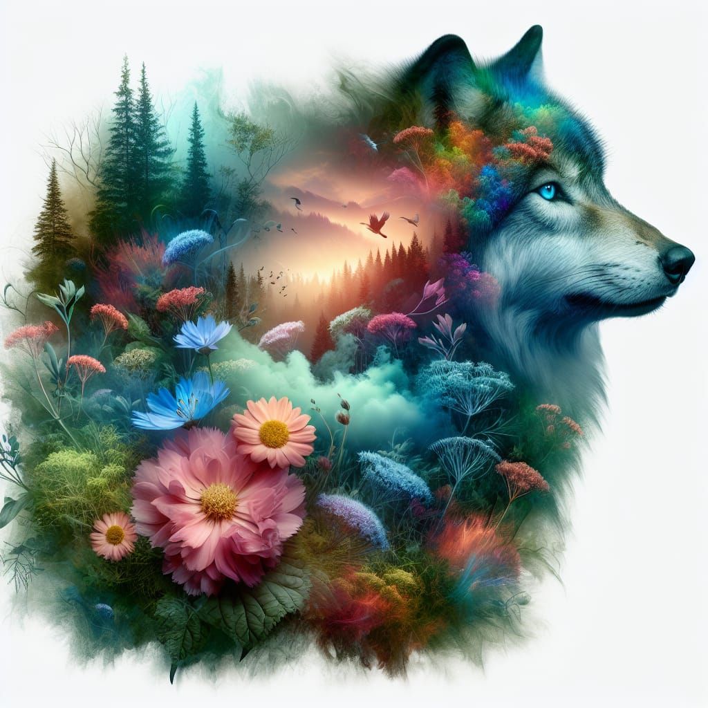 Wolf Double Exposure