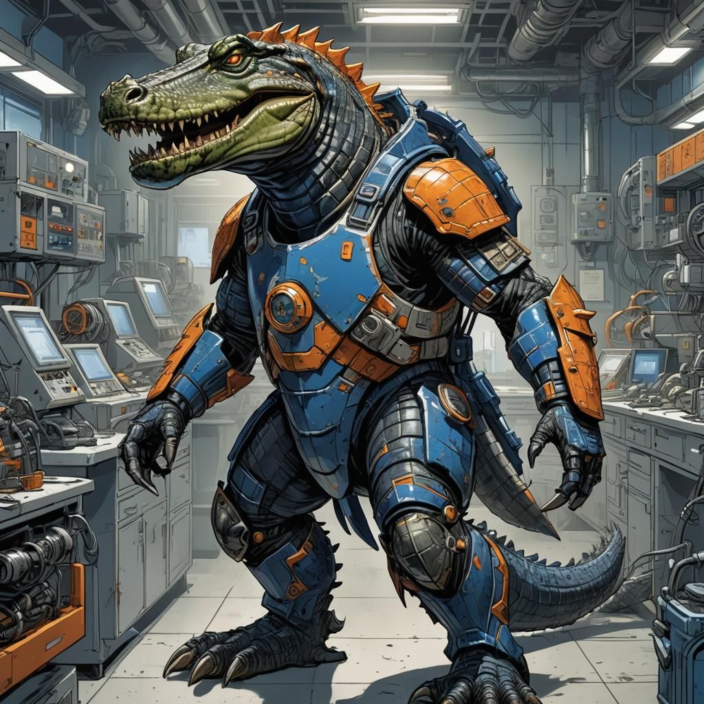 Armored Alligator Comic Book Cover Art