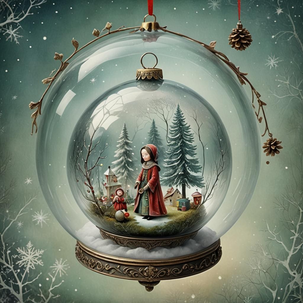Ethereal Christmas Ornament Portrait in Glass Ball