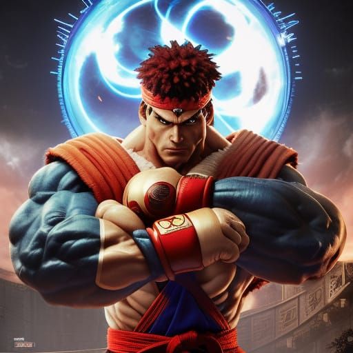 Street Fighter Ryu in Hyperrealistic 80s Style
