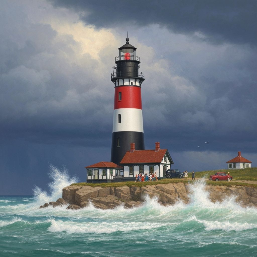 Lighthouse and Storm in Classic Painting Style