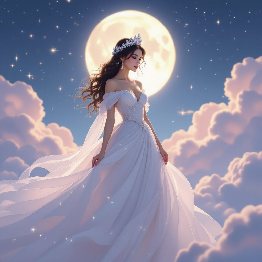 Ethereal Princess Crowned with Stars and Moonlight