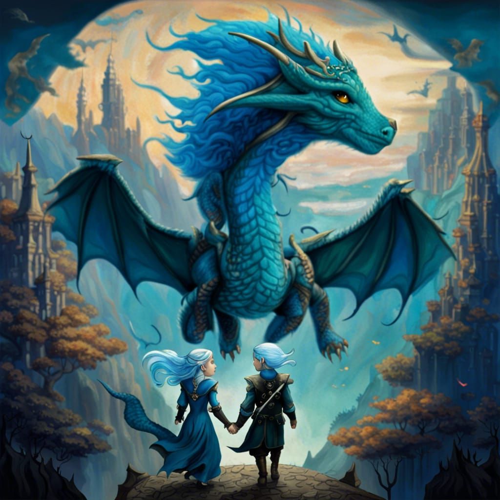 Middle-earth Lovers with Dragons: Fantasy Concept Art