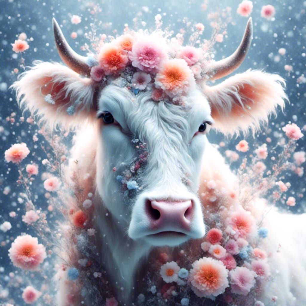 Floral Snow Cow