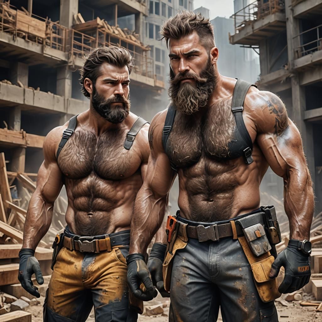Construction Workers in Detailed Matte Painting Style
