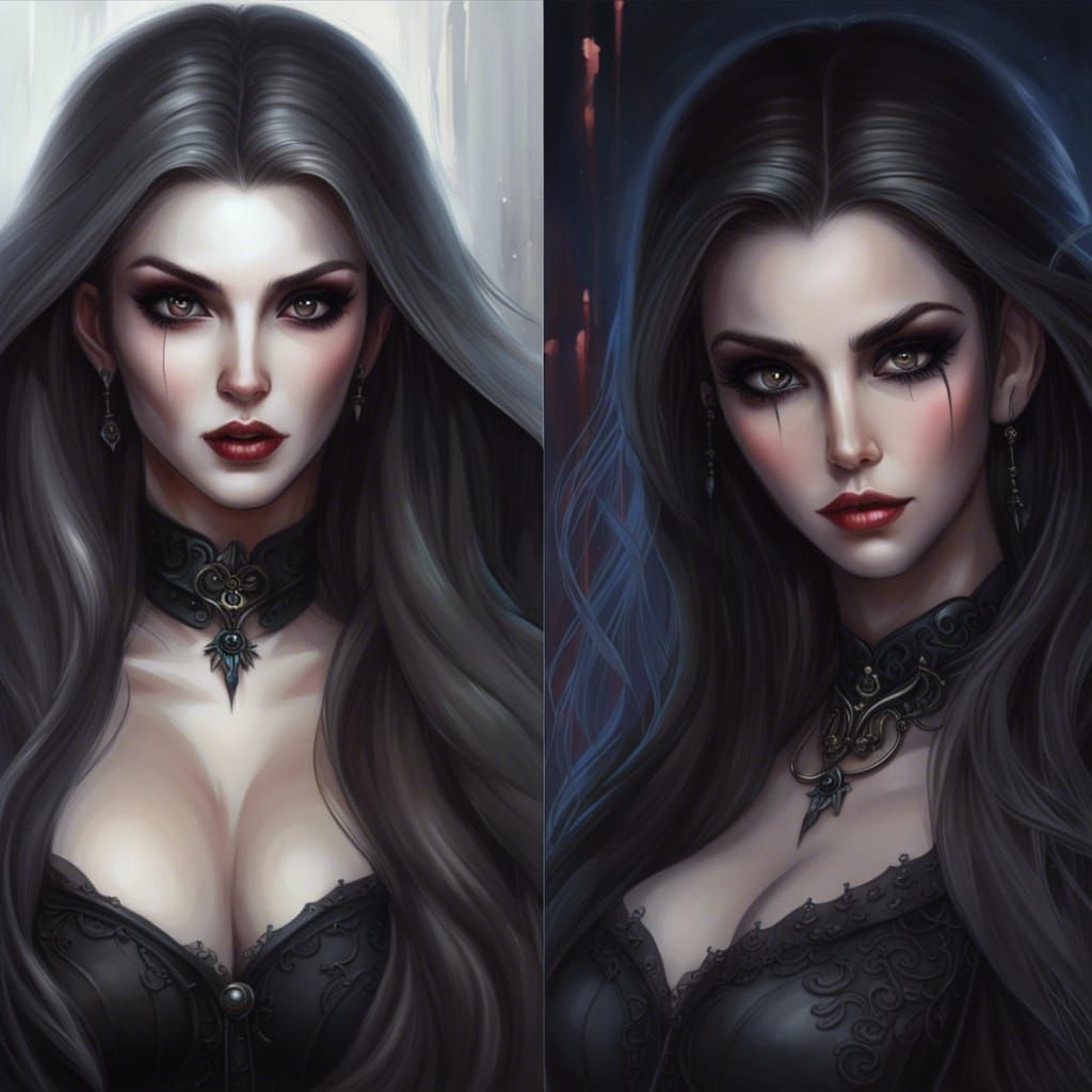 Gothic Vampire Woman Portrait in Hyper-Realistic Style