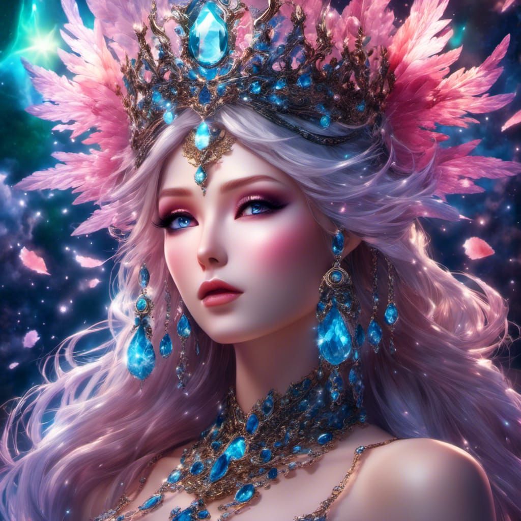 Cybercore Crystal Tree Underwater with Flying Orbs