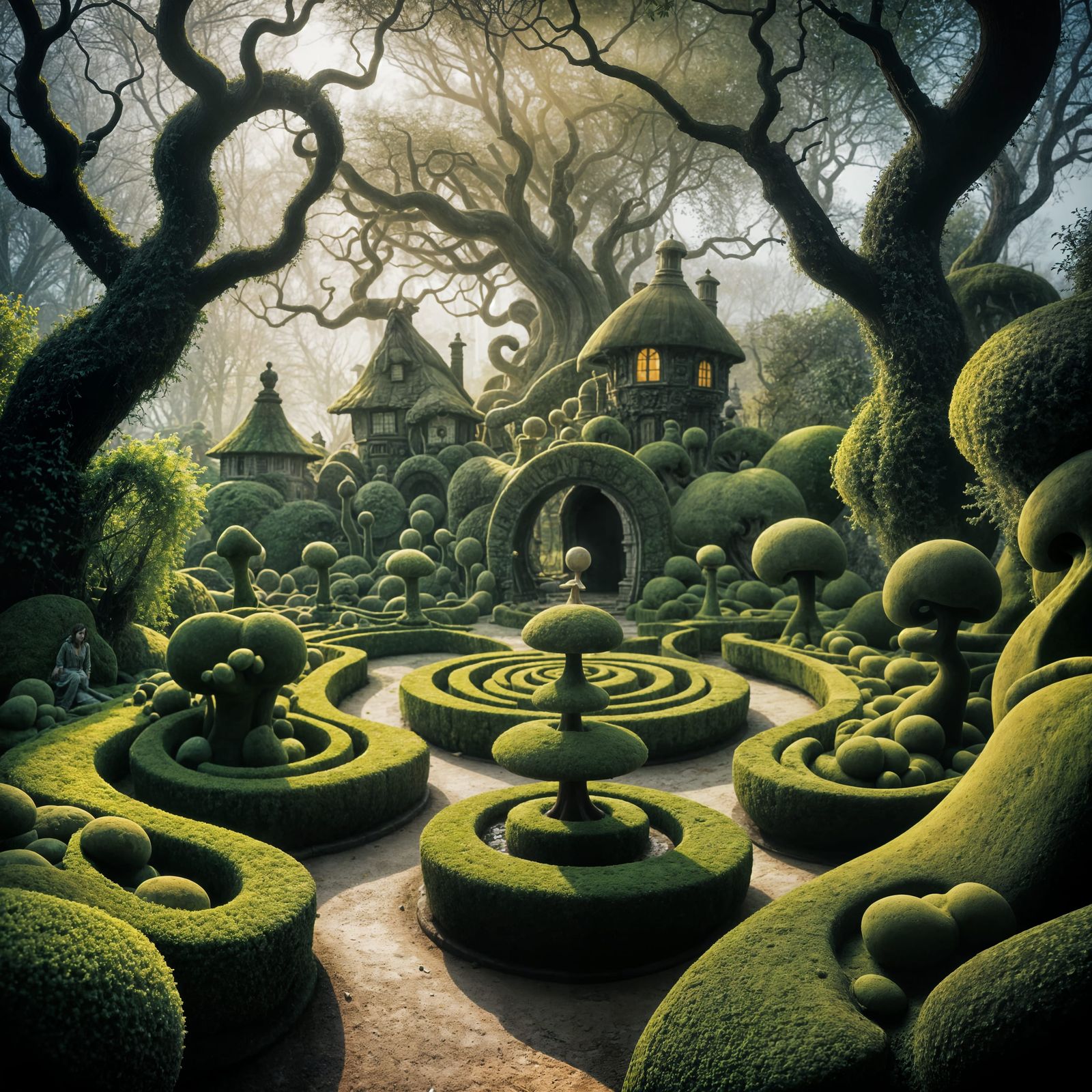 Spooky Garden in Tim Burton Style