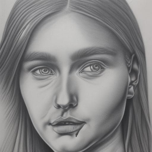 Hyperdetailed Charcoal Drawing of a Young Woman