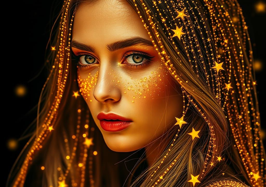 Golden Star Woman Portrait