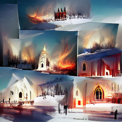 Churches Ablaze in Winter's Grip