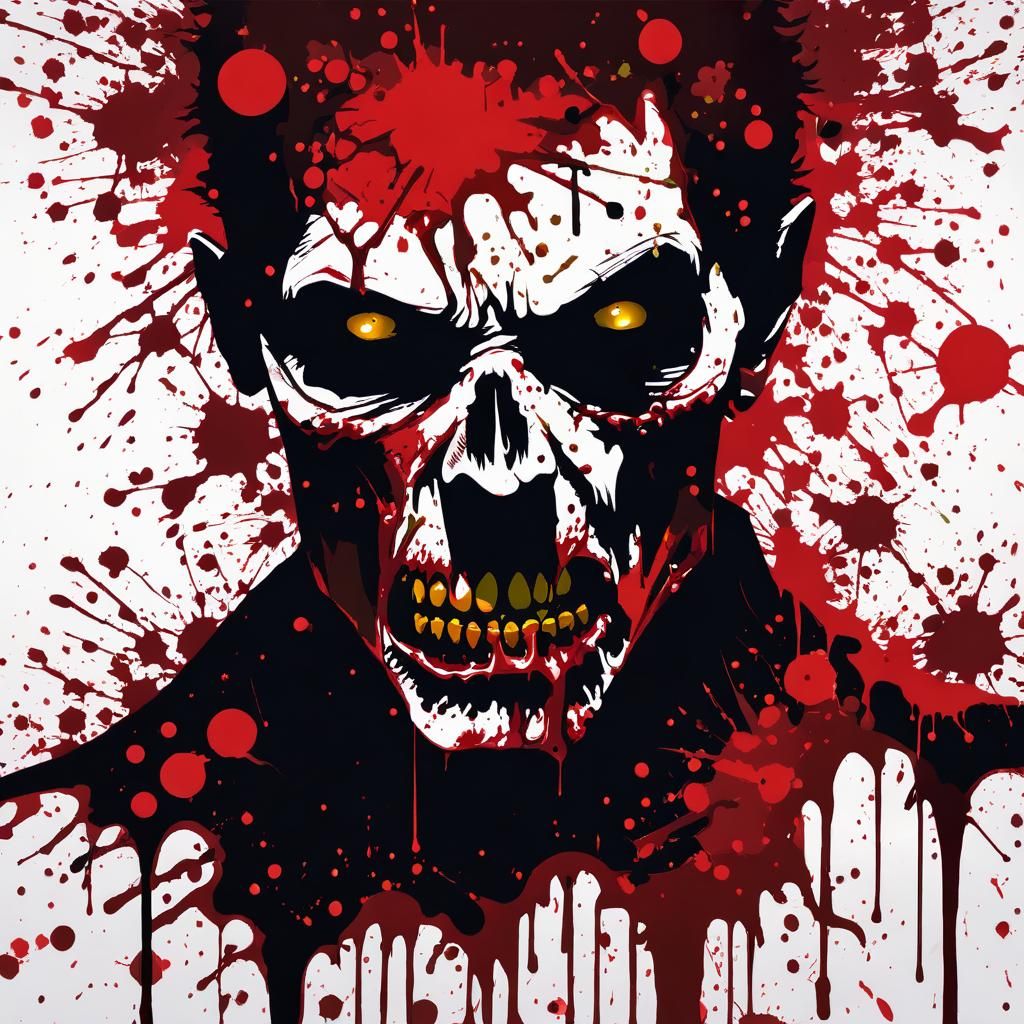 Splatter painting of a zombie