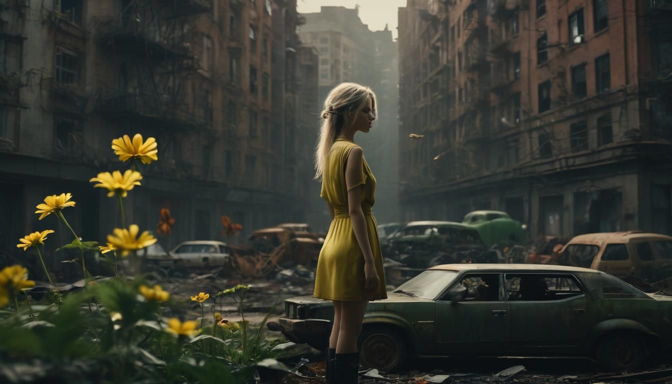 An alone girl in a postapo city, v1