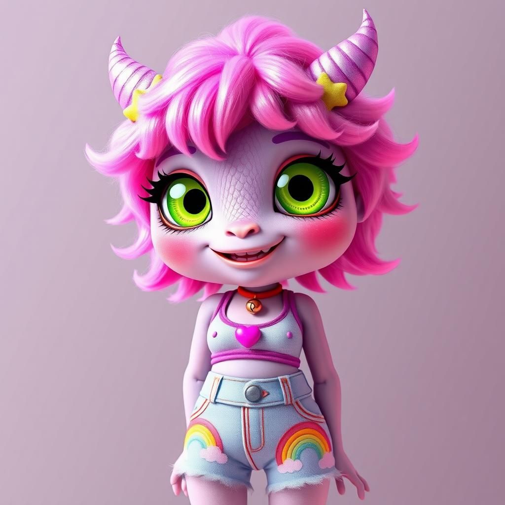 Monster Girl Lila: Digital Illustration in Whimsical Style