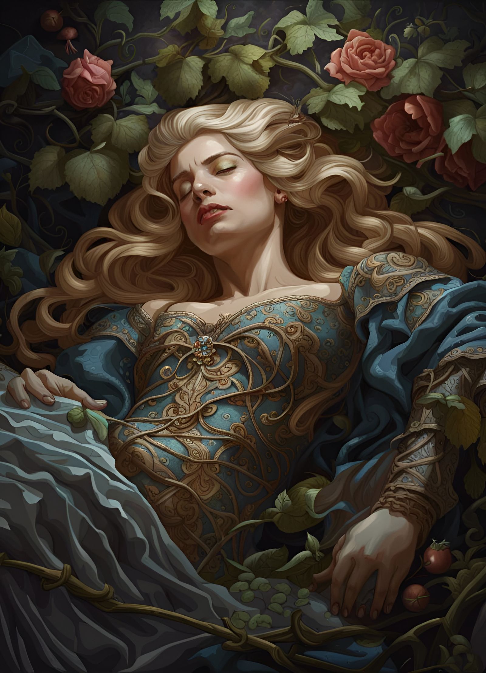Undead Sleeping Beauty Portrait with Vines