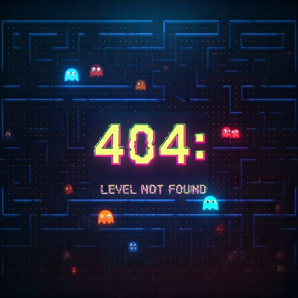 Cyberpunk Maze with Flickering Pixel Walls and Glitching Pac...