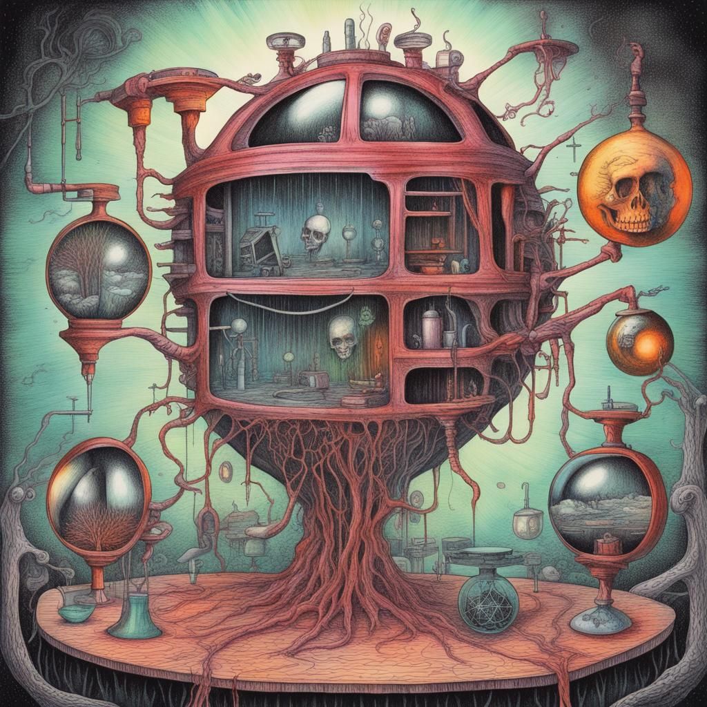 Neo-Surrealist Economics: A Color Pen Illustration