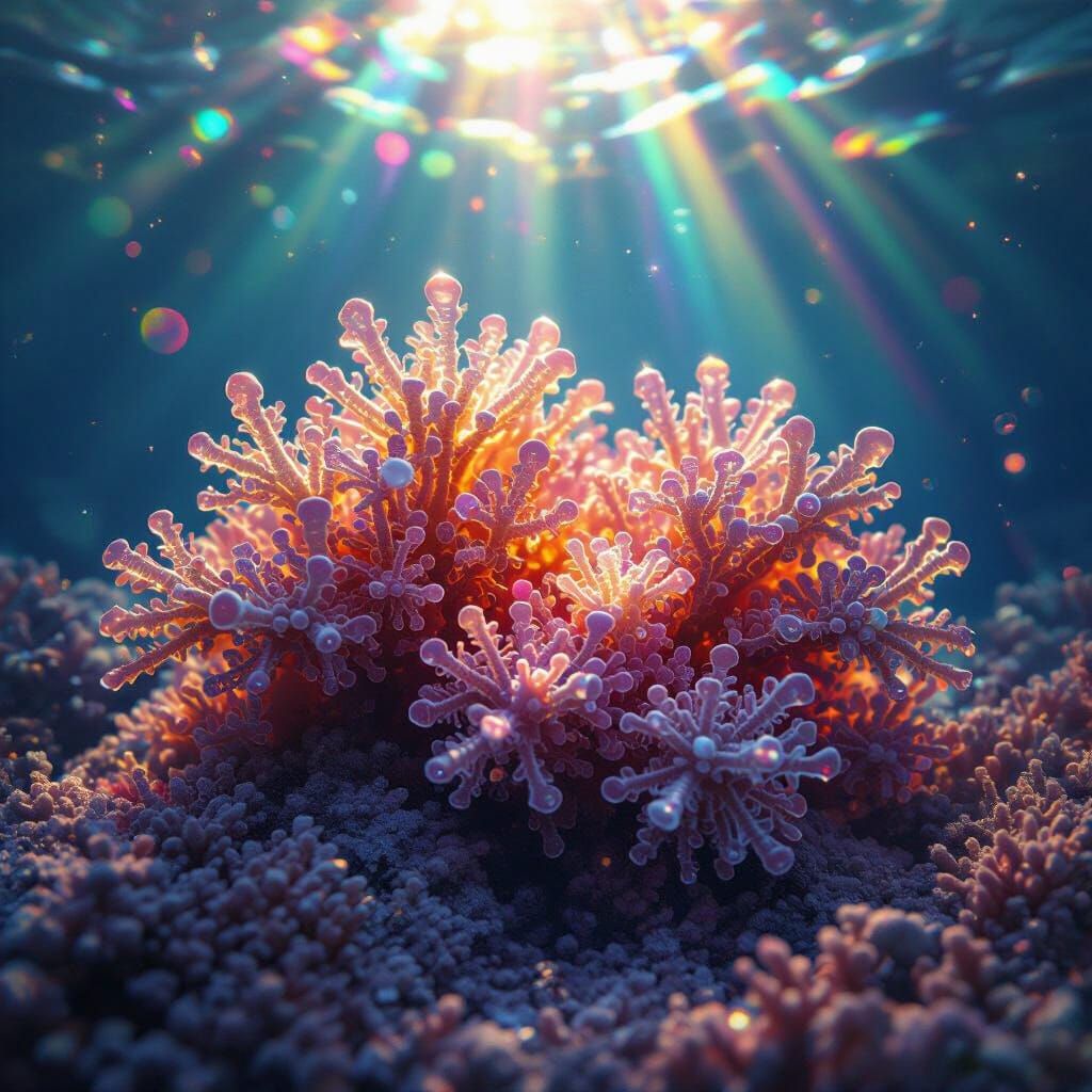Prism Coral: Crystal Growth Refracting Light