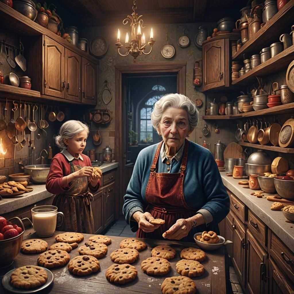 Grandmother and Grandchildren Cookie Quest: Matte Painting