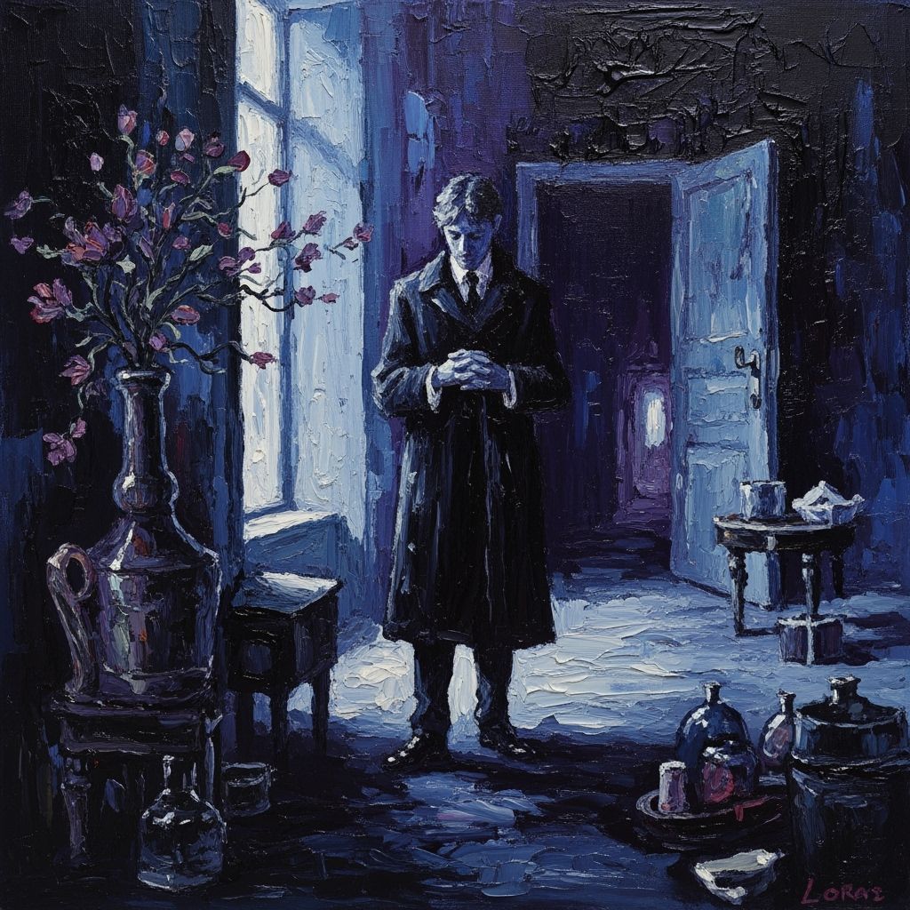 Textured Ink Drawing with Impasto Oil Glazing