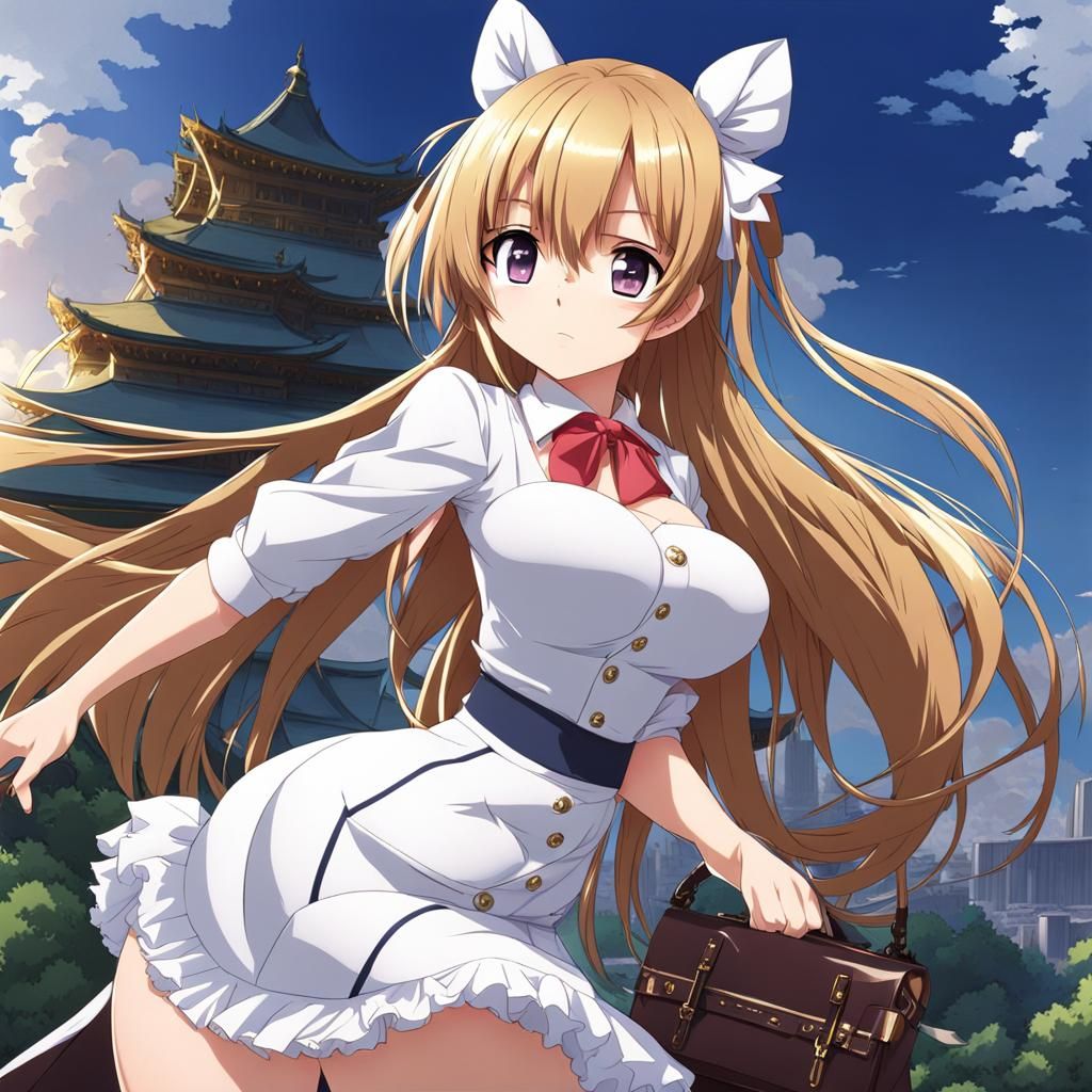 Cute Anime Woman in Manga Style