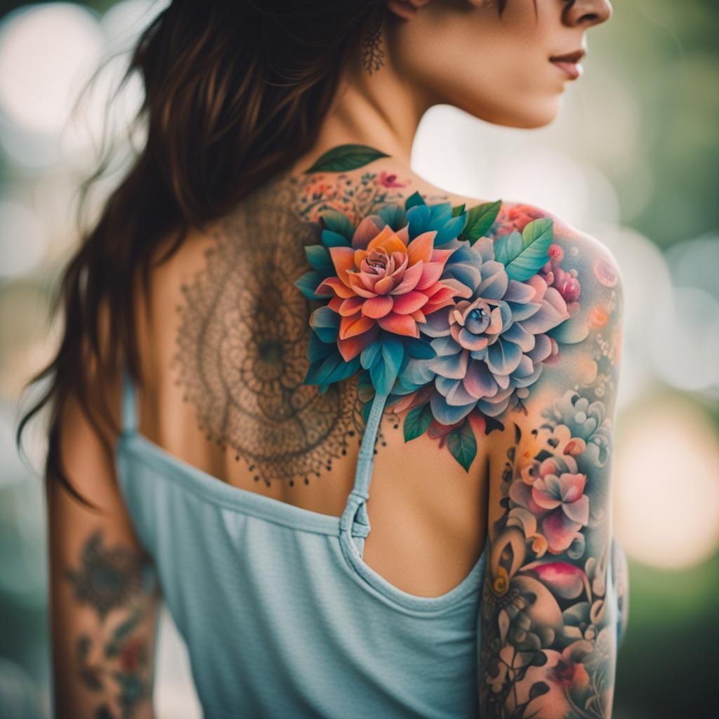 Brightly Colored Feminine Body Tattoos in Sharp Focus
