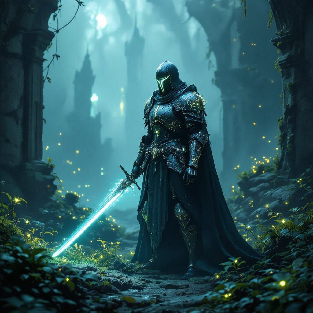 Spectral Knight in Bioluminescent Kingdom